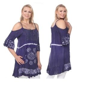 Blue with white tie dye tunic - NWT